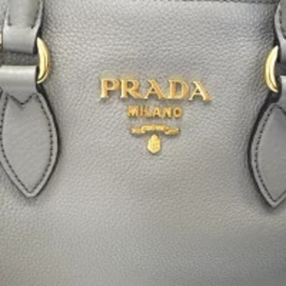 Prada Handbag Shoulder Bag Leather ARGILLA Gray - Picture 9 of 9